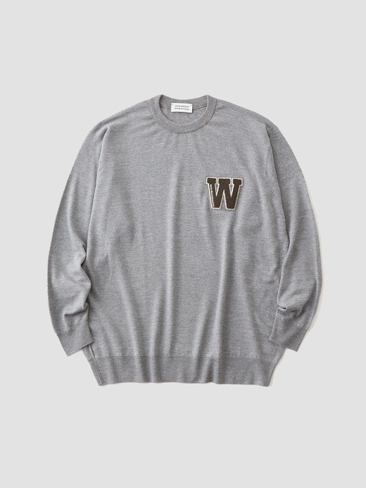 【White Mountaineering×JOHN SMEDLEY】クルーネック長袖ニットプルオーバー｜A4543 WM-R | 24G SWEATER SERIES 詳細画像 SILVER 2